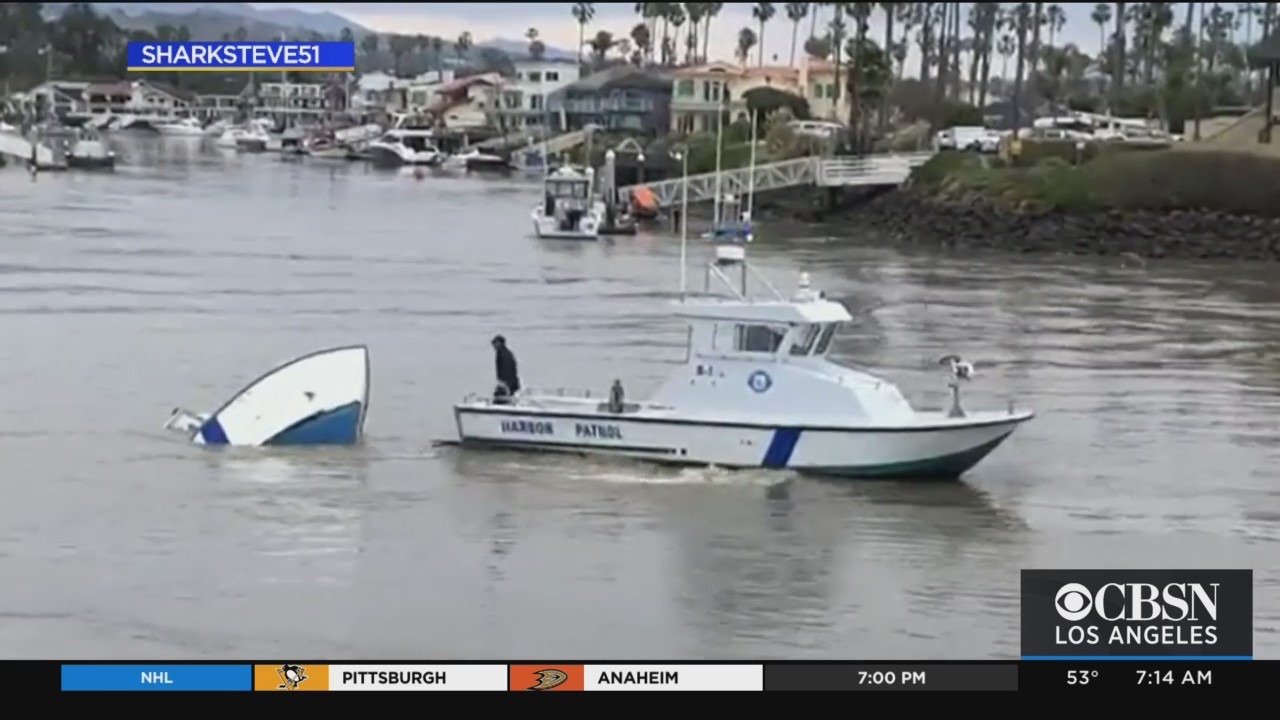 Small Boat Capsizes In Ventura Harbor During Tsunami Threat CBS Los