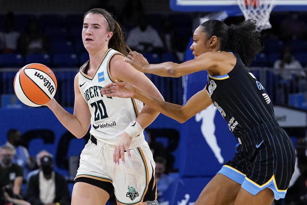 Liberty rally late, shock reigning WNBA champ Sky in playoff opener