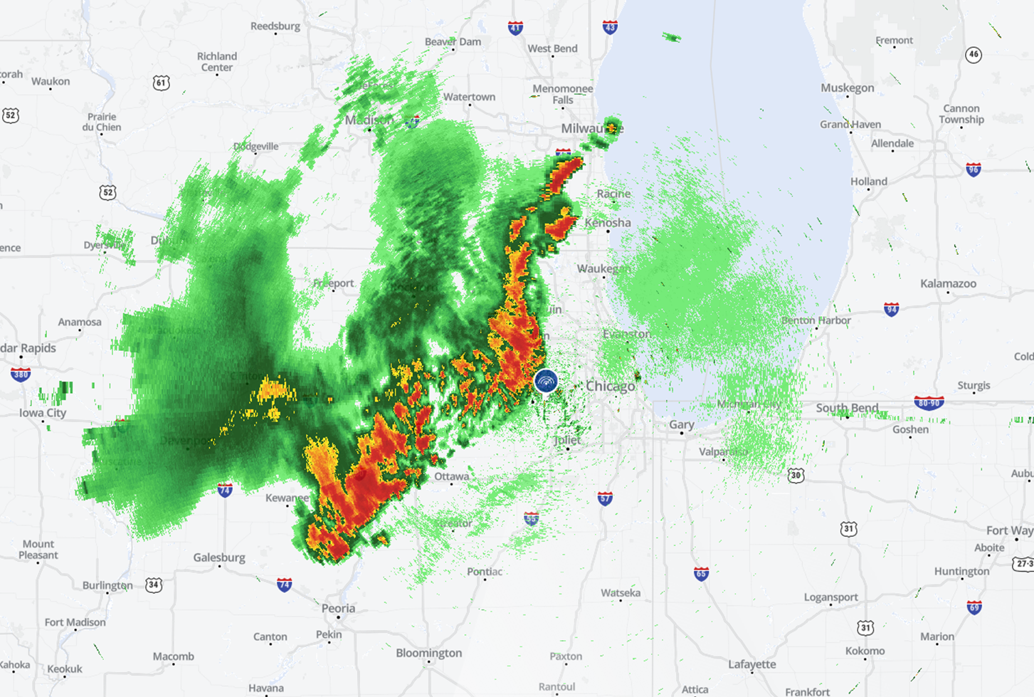 Track Storms as They Move Into Chicago Area Using Live Doppler 5 Radar