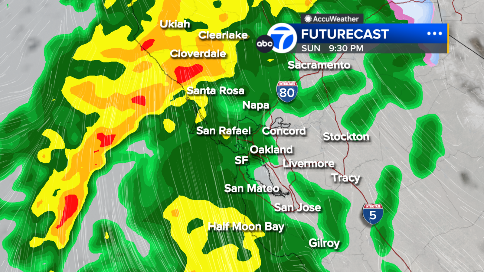 San Francisco Bay Area rain timeline Heavy rain arrives Sunday night