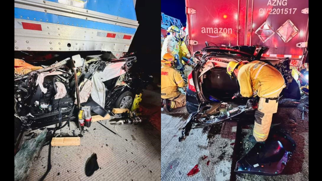 Crash Leaves Vehicle Crushed Under Semi Truck On 10 Freeway In Southern California Patabook News 9885