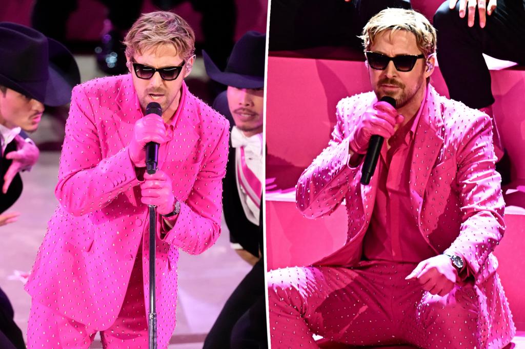 Ryan Gosling wears bedazzled pink suit for epic 'I'm Just Ken' Oscars
