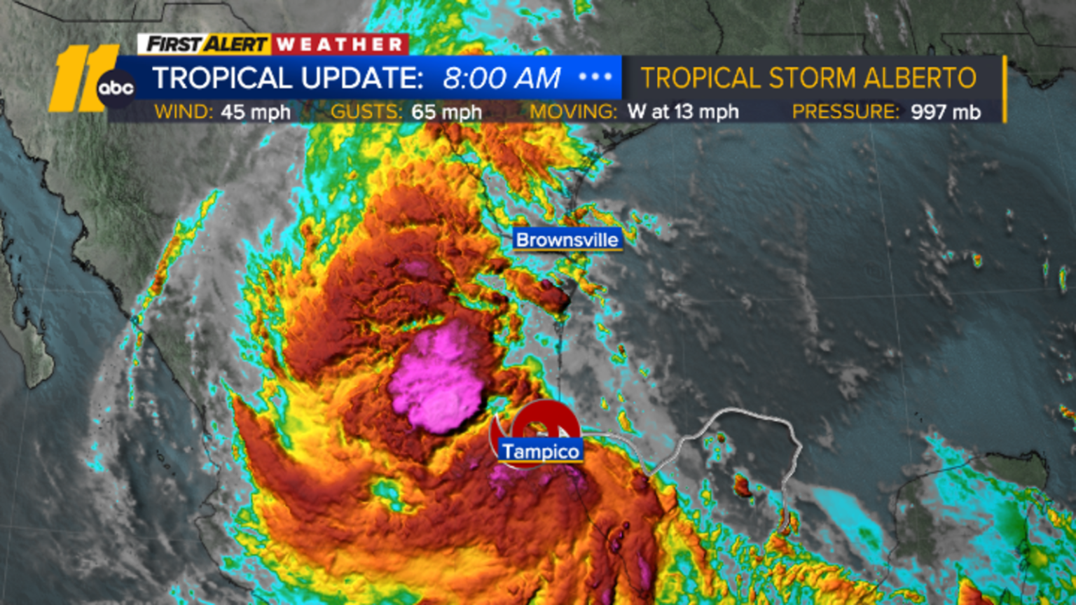 Tropical Storm Alberto in the Gulf of Mexico first named storm