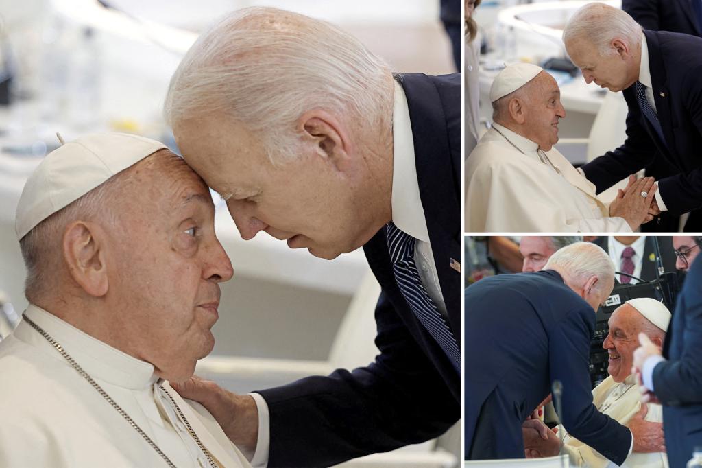 Biden embraces surprisedlooking Pope Francis at G7 summit Patabook News