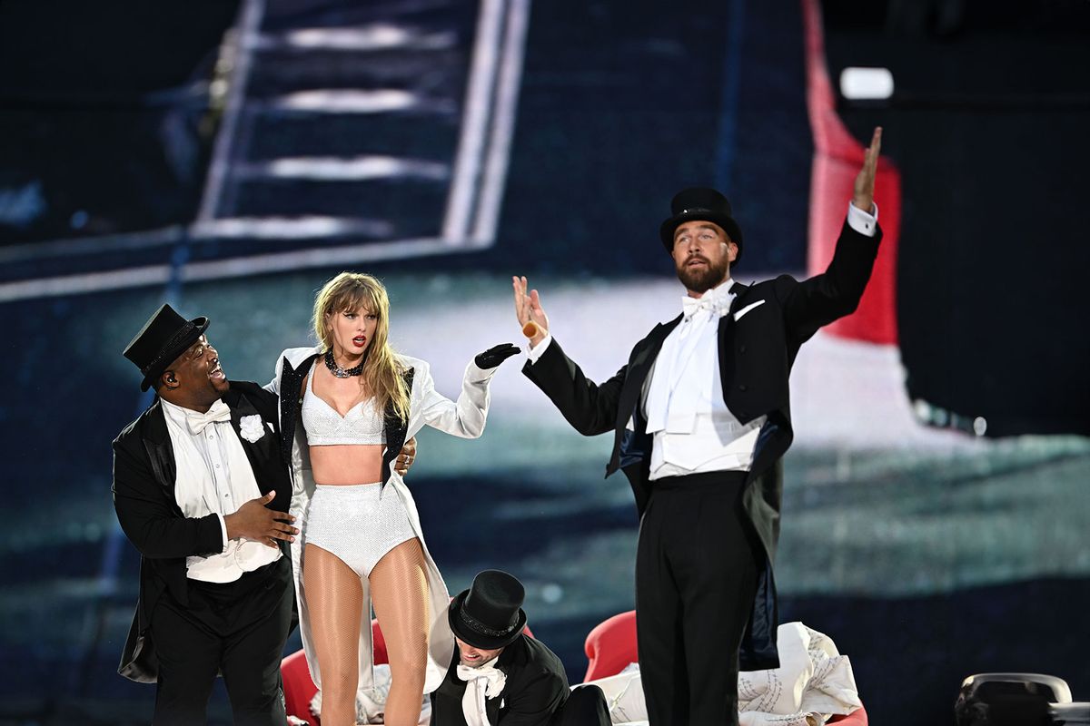 Taylor Swift brings Travis Kelce onstage at London Eras tour concert