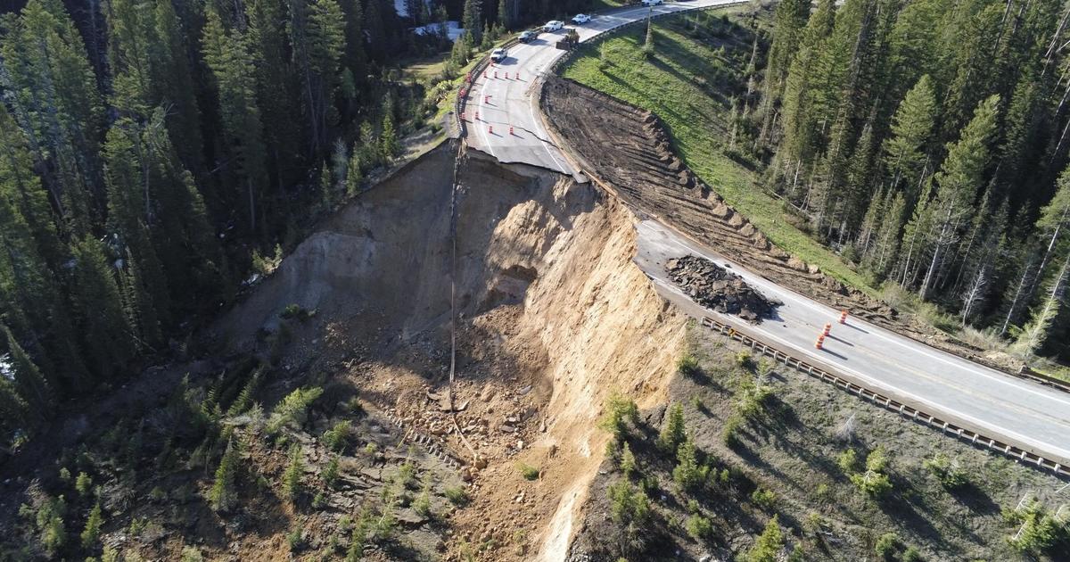 Part of Wyoming highway collapses in landslide, blocking crucial